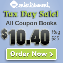entertainment tax day MONEYMAKER! Entertainment Books only $10.40 each {regular $35! $1000s of free coupons in each book}!