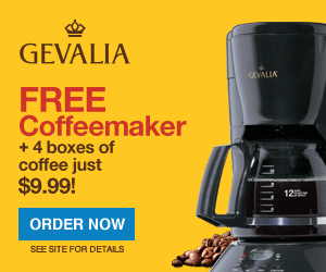 Gevalie coffeemaker *HOT* FREE Coffeemaker + 4 boxes of gourmet coffee (or tea) $9.99 SHIPPED (great holiday gift)!