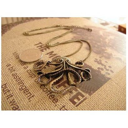 vintage bronze octopus necklace